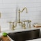 Kingston Brass Bridge Kitchen Faucet with Brass Sprayer, Brushed Brass KS7757BALBS - alternate 2